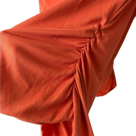 Free People Intimately Orange Rouched Side Short sleeve Top Layering top size sm - Picture 3 of 4